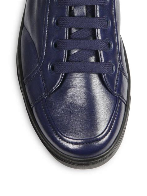 Men's Blue Leather Sneakers 